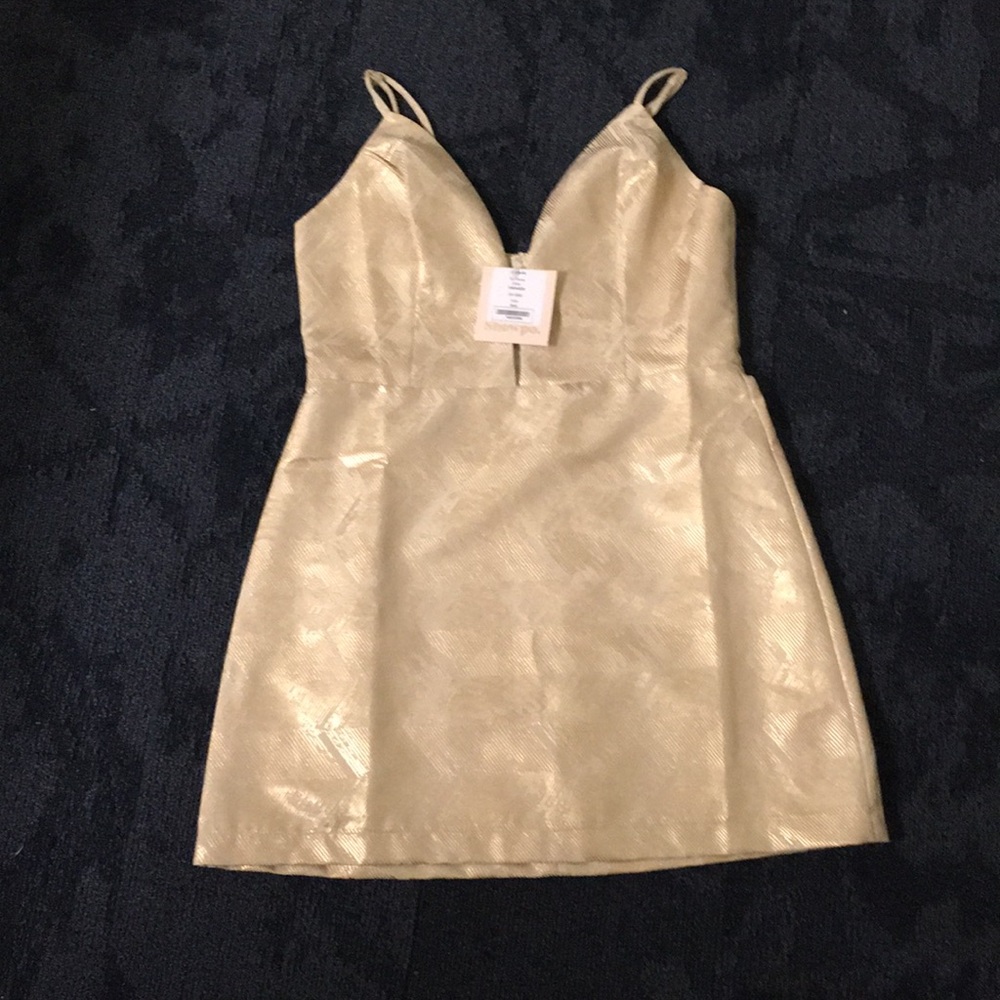 Showpo rum away dress in gold homecoming